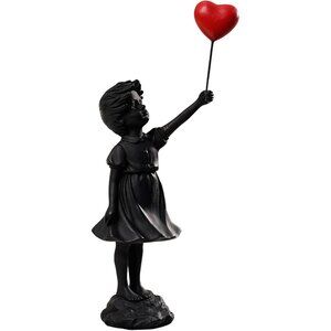Matte Finish Antique Style Love Balloon Girl-black Decorative Statue for Home